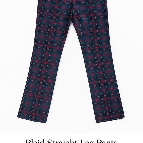 Joe Fresh Men's Plaid Pants - Navy and Red